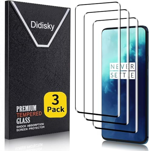 Didisky Lot de 3 films de protection d'écran en verre trempé pour OnePlus 7T Pro/OnePlus 7 Pro, 9H, facile à installer, résistant aux rayures, HD