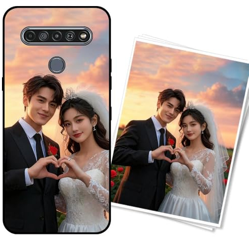 WUACYEAMING Persönliche Handyhülle für LG K61 Stoßfeste Kratzfeste Custom Phone Case mit Foto/Text/Logo Individualisierung Personalisierte Silikon Hülle Mitternachtsschwarz