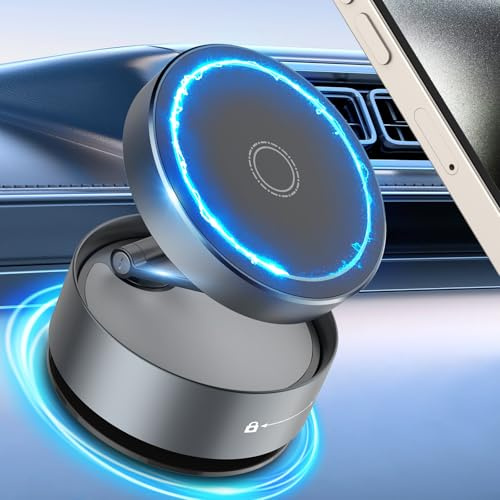 OPVICAM Magnetische Handyhalterung fürs Auto [stärkste Saugkraft & Magnetisch] Verbesserte Vakuumhalterung für Magsafe, 360° drehbar, starker Saugnapf für alle Smartphones & Autos