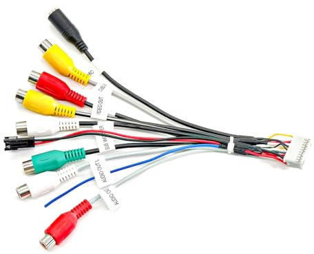 Orivin Adattatore per cablaggio RCA per autoradio Android a 20 pin, cavo audio RCA a 7 pin per supporto stereo per auto, microfono esterno
