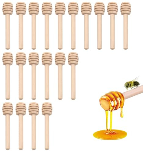 WUYJI Cucchiai per miele 20 cucchiaini per miele in legno, a spirale,lunghi 8,5 cm, adatti per marmellate,mini cucchiaini per miele,sciroppi al miele