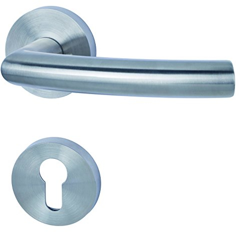 Alpertec 88020310 Edelstahl Kingston II-R Wohnungseingangstüren PZ Drückergarnitur Türdrücker Türbeschläge Neu, beidseitig Drücker