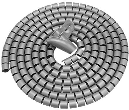 Ordentlich Gewickeltes Kabel, 1,5 m / 3 m Länge Spiralwickelkabel Spiralkabelschlauch 16/22/28 mm Wickelkabel (Silber 3,0 m * 16 mm)