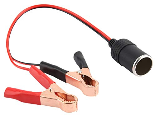 12V/24V Zigarettenanzünder-Adapter mit Krokodilklemmen | Autobatterieanschluss zu 12V-Buchse | 35cm Kabel für Auto-Reiniger & Zubehör
