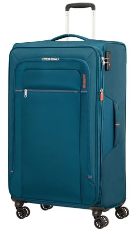 American Tourister Crosstrack - Spinner L, Erweiterbarer Koffer, 79 cm, 109,5/119 L, Marine/Orange (Navy/Orange)