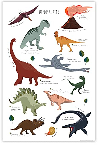 Close Up Kinder Lernposter Dinosaurier - 61 x 91,5 cm - Kinderzimmer Dino Premium Plakat