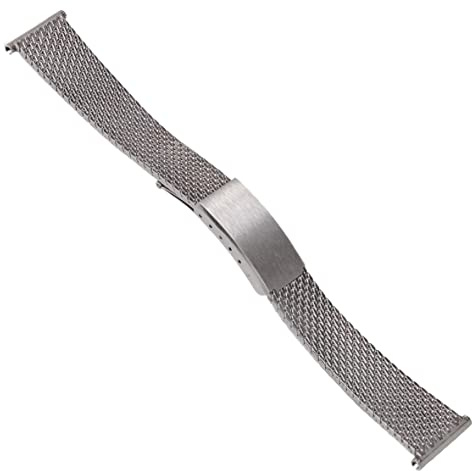 Dcasmo group Milanaise Uhrband 18mm Edelstahl Diver Racing Stil Vintage Mesh Armband für Sportuhren Konisches Metallband New Old Stock 1970 Silber
