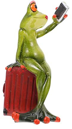 Toyvian Grüne Froschfigur aus Kunstharz als Tischdekoration für Zuhause