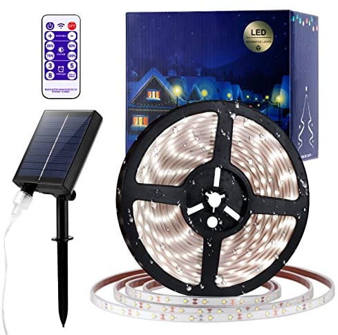 AOZBZ Solar Lichtleiste 5 m, LED Leiste für den Außenbereich, 280 LEDs wasserdichte Lichtleiste für Garten, Hof, Weg, Party, Weihnachtsdekoration mit Fernbedienung