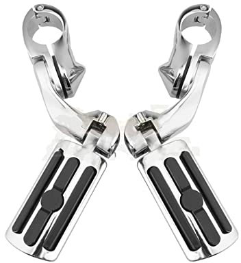 Motorrad Fußstütze Fußrasten Universal Motorrad Motorschutz Fußstütze Highway Bar Fußrasten Pedal Fußstütze Kurze Fußrasten Schellen 32mm 1-1/4 (Farbe : Chrom)