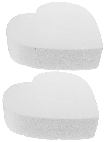 HOMSFOU 2pcs Compact Cake Dummies Heart-Shaped Wedding Supplies Heart Cake Dummies Practicing Foam Cake White Fake Cake self Made Party Supplies Fondant Cake Prosthesis Foam Cake Stand
