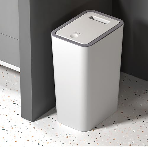 Sightday Cubo de basura para baño, 9 L, para cocina, estrecho con tapa, resistente a los olores, tapa desplegable, material de polipropileno para baño, cocina, oficina, salón, dormitorio, inodoro