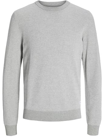JACK & JONES Male Knitted Jumper Plain Knitted Jumper, Light Grey Mix, XL