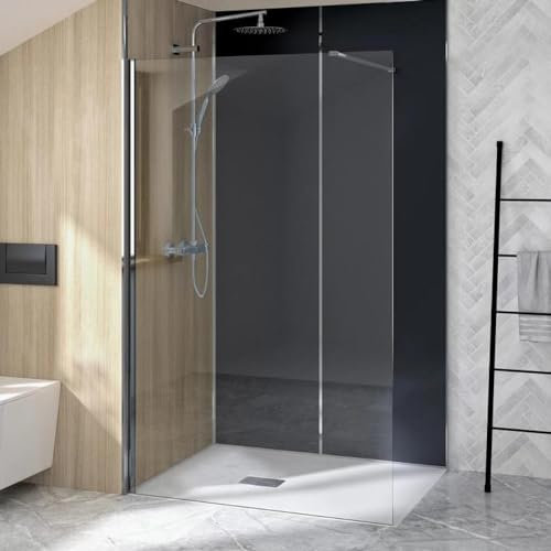 Porte de douche coulissante Smart Design de Kinedo, verre transparent et profilé blanc - 120 cm - Partie fixe à droite