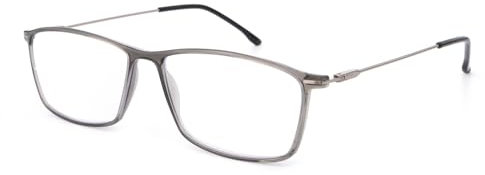 tide Optical Herren-Lesebrille, 1 Paar leichte rechteckige Brille zum Lesen, Anti-Blaulicht für Männer, Grau+1,5
