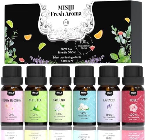 MISIJI Floral Essential Oil Set, Aromatherapie für Diffusor, für Kerze 6 * 10ML