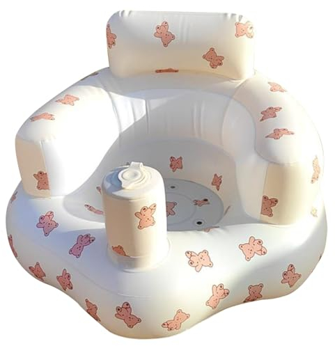 Baby Sit Up Stuhl Bärenmuster eingebaute faltbare aufblasbare Babysitz mit Nackenkissen und Beinruhe, die ein Babybad für 0-5 Jahre alte Kinder, Babybad, Sitz