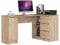 AKORD Eck-Schreibtisch B-20 mit 3 Schubladen, 2 Ablagen und einem Regalfach mit Tür | Schreibtisch | Eck Schreibtisch für Home Office | B155 x H77 x T85, 60 kg | Sonoma Eiche