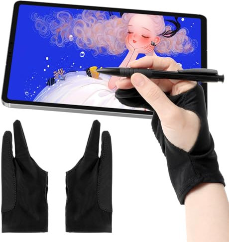COMNICO 2 Stück Drawing Glove Zeichentablett Künstler Handschuh Artist Glove Elastisch Antifouling Handschuh Digitale Zeichenhandschuhe für Grafiktablett Graphics Tablet (M)