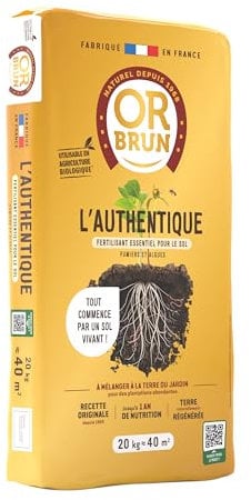 OR BRUN OBRAAUT20 Authentique Fertilisant - Fertilisant Essentiel pour Le Sol - 20kg - 40m² - Fumiers & Algues