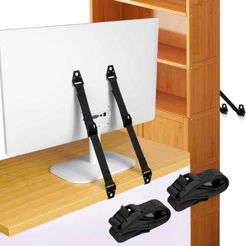 HOTUT TV and Furniture Anti Tip Straps, 2 Pcs Metal Heavy Duty TV Straps Child Safety Furniture Straps, Adjustable Safety Furniture Wall Anchors for Baby Proofing, Flat Screen TV, Dresser, Bookcase