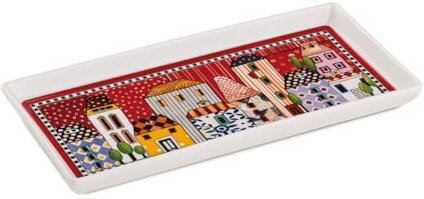 EGAN Vassoio Paese Mio Rosso 19x9 cm - Ceramica, Rustico, Tradizionale, Piatto