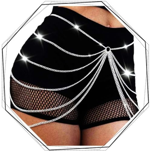 Flovel Körperkette Silber Bauchkette Taillenkette Körperketten für Frauen