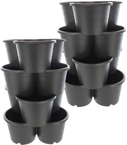 SUSTANIA 2er Set Pflanzturm 4 Etagen Kartoffelturm, Maße: 66x42x40 cm,Pflanzkübel für Kartoffeln & Gemüse, Made in EU, Farbe: Anthrazit