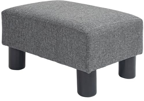 HOMCOM Sitzhocker Hocker mit Leinenoptik Moderner Fußhocker Polsterhocker Ottomane für Schlafzimmer, Wohnzimmer, Dunkelgrau