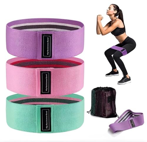 GXGM 3 Pièces Bande Elastique Musculation en Tissu, Elastic Musculation, Bande Elastique Fitness, Yoga, Pilates, Squats, Renforcement Musculaire, Antidérapantes