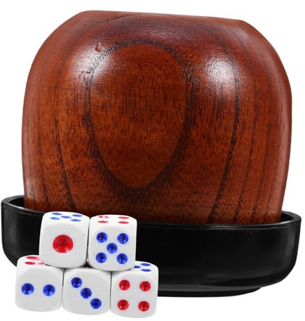ERINGOGO Professioneller Würfelbecher Set Aus Holz Mit Würfeln Leichter Tragbarer Würfelbecher Für Tischspiele Und Familienunterhaltung Für Partys Und Barspiele