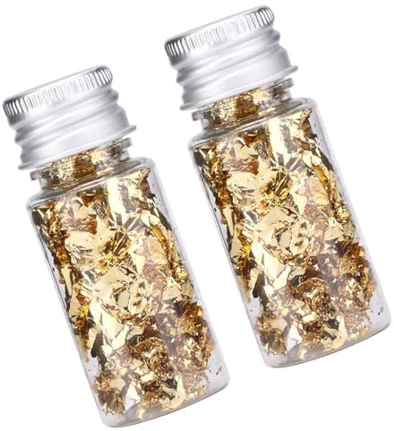 Gegong Láminas De Pan De Oro En Copos - Papel De Oro Fino, Papel Dorado Premium Dara Arte En Resina Epoxi, Pintura, Diseño De Uñas, Estatuas Doradas Y Manualidades De Bricolaje Decorativas