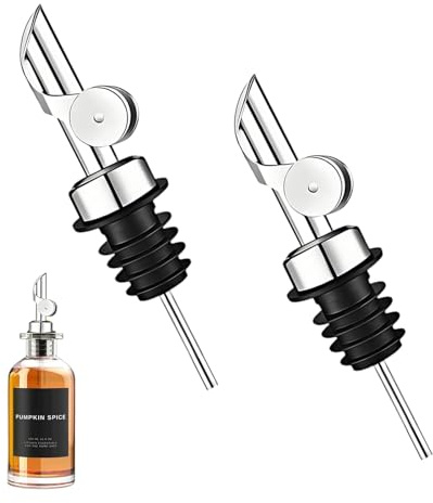 2 Pièces Verseur D'huile D'olive Argentés Bec Distributeur D'huile Acier Inoxydable Bec De Huile D Olive Pour Bouteille D'Huile, Alcool