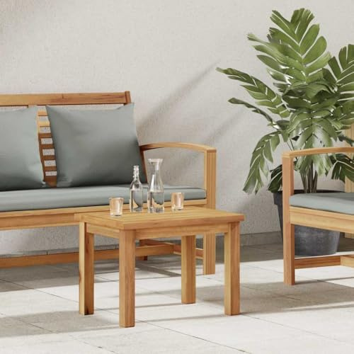 Hoopleep Couchtisch Braun 50 x 35 x 36 cm Massivholz Teak, langlebig, Outdoor-Beistelltisch für Garten, Terrasse, Balkon, Kleiner Tisch robust