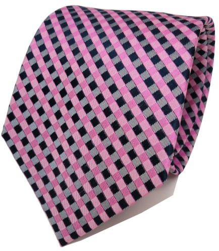 TigerTie Designer Seidenkrawatte in rosa pink grau royal kariert