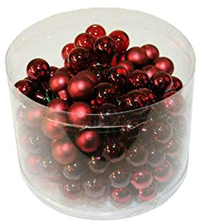 Hochwertige & Dekorative Glas Spiegelbeeren am Draht - Glänzend & Matt - Dekokugeln/Tischdeko/Christbaum/Weihnachten (Stierblut, Ø 2cm (144 Stück Sortiert))
