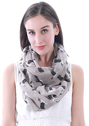 Lina & Lily Damen Loop Schal Schlauchschal mit Border Collie Hund (Khaki)