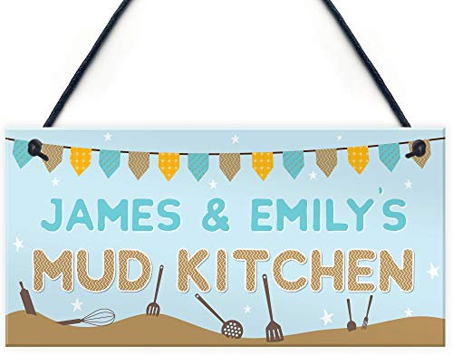 Red Ocean Personalised Mud Kitchen Sign Garden Outdoor Hanging Plaque Allotment Plot Gift Sign