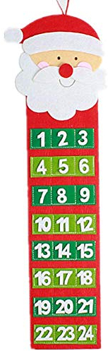 Molinter Adventskalender Weihnachten Kalender Filz 3D Hängenden Weihnachtsmann Schneemann 24 Tage Countdown bis für Tür Wand Dekoration (Weihnachtsmann)