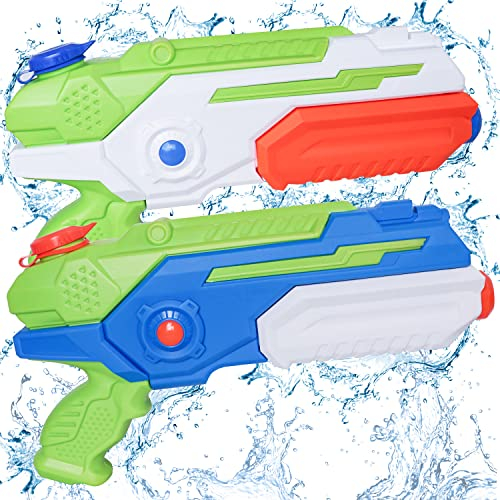 Kids Toys for 3 4 5 6+ Year Olds, 2 Pack Water Guns with 1L Large Capacity, Super Water Pistols with 10M Long Shoot Range for Kids Boys Girls Adults, Squirt Guns for Pool Garden Beach Water Fighting
