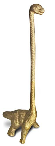 WallCharmers Küchenrollenhalter, goldfarben, aus Metall, für Toilettenpapierrollen oder Küchenrollen, für Boden oder Arbeitsplatte, Goldener Dino