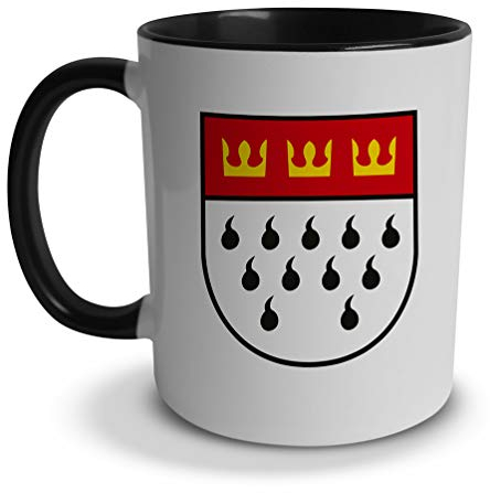 tassenprinter Tasse - Köln Wappen - Stadt Cologne - Karneval rot weiß - Kaffee Tee Mug Cup Coffee Geschenk Idee (schwarz)