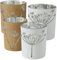 RiloStore 4er Set Windlichter Facia Pusteblume Kerzenhalter Glas Weiss grau Creme beige klar matt Gräser Winter Weihnachten H8cm und H10cm Blumen Pusteblumen Liebe Geschenk