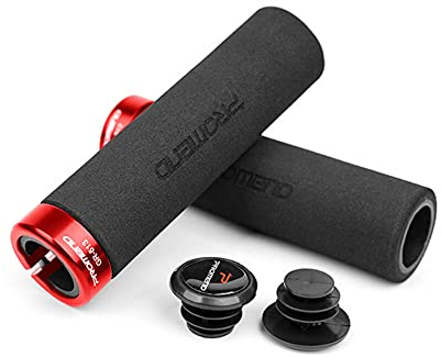Fahrradgriffe, Weichschaum Lenkergriffe Single Lock-on, Komfortable rutschfeste Fahrradgriffe, Lenkerendgriffe für Mountainbike Rennrad BMX Roller (Rot)