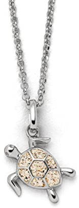 DUR Halskette Turtle aus 925 Sterling Silber mit Strandsand veredelt, Beige/Silber, 42 cm, K2727