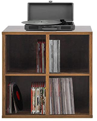 Records vinyl lp cabinet - rangement disques vinyles lp - bibliothèque - marron