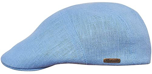 Sterkowski Modell Ivy Five| 100% Naturleinen Schiebermütze für Herren und Frauen | Schirm Irisch Gatsby Flat Sonnenschutz Flachkappe Atmungsaktive Style Elegante Trendige Freizeitkappe Hellblau 56
