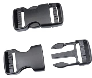 BAIWOAK Seitliche Schnalle, 15 mm/20 mm/25 mm/32 mm/38 mm/50 mm, Kunststoff-Schnappschnalle, Clips, Rucksack-Ersatzschnalle für Gurt, Schwarz, 25mm-2Sets