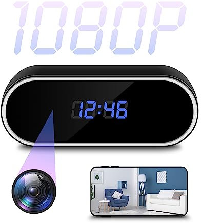 WFULM WiFi Hidden Camera Clock HD 1080P Spy Cameras Wireless Indoor Security Surveillance Camera Small Nanny Cam with Motion Detection, Remote Viewing for Home and Office, No Audio