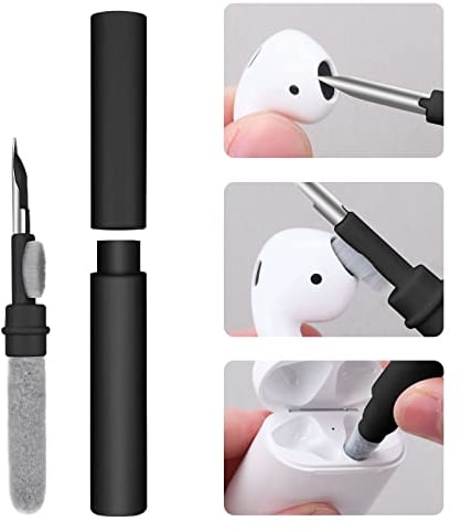 Vicloon Reinigungsset für Airpods Pro 1 2,3 In 1 Multifunktions-Reinigungsstift weiche Bürste für Bluetooth-Kopfhörer, Tasche, Reinigungsset, Reinigungsbürste für Earbuds Cleaning Kit-Schwarz